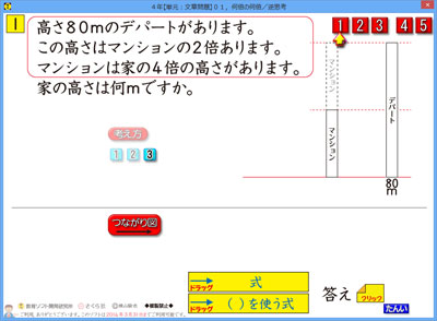 ４年生の文章問題のソフト 何倍の何倍の逆思考 さくら社